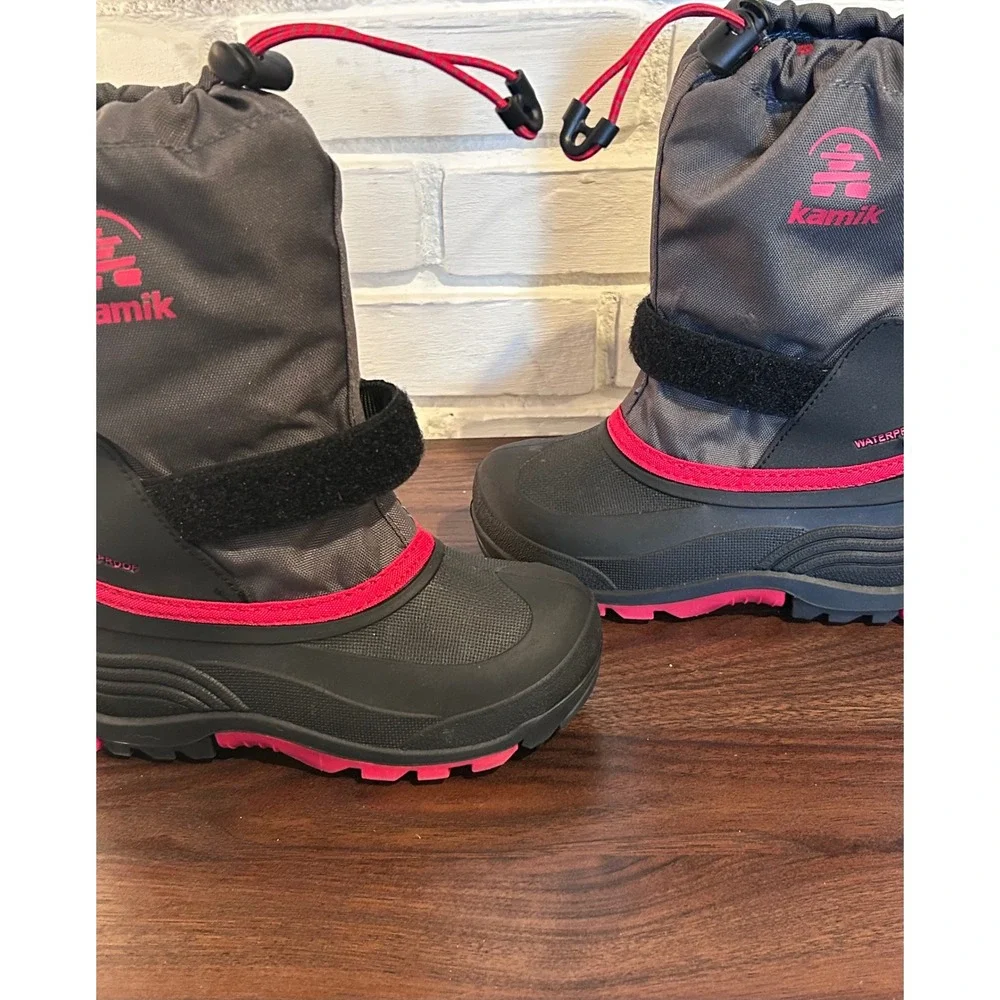 Kamik Kids Waterproof Waterbug Snow Boots Black/Red Size 13 Unisex‎ Insulated